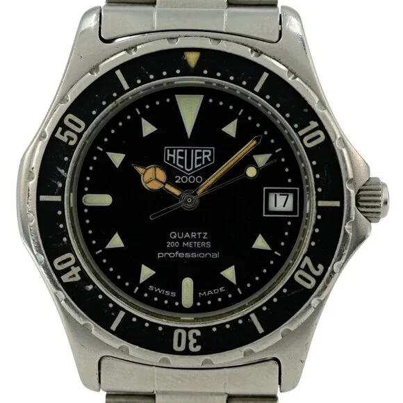 Heuer (Pre-Tag) Men's 37mm Professional 2000 Series Black Dial Watch Ref